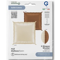 Palloncino in Foil 28" Quadrato Bicolore Crema e Cioccolato Satinato 2pz Solid Bicolor Square "Quadrati"