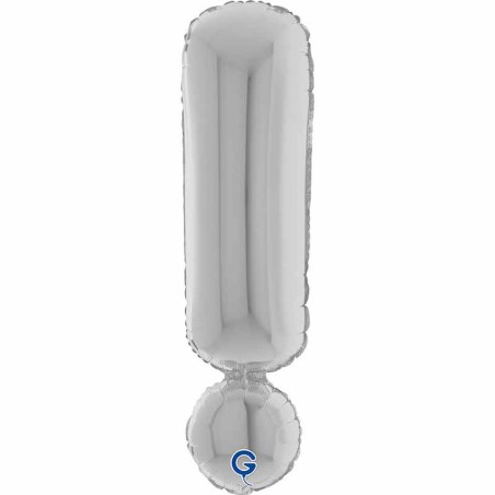 Palloncino in Foil 40" Lettera "!" grande Argento Simboli Grandi 40"