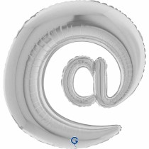 Palloncino in Foil 40" Lettera "@" grande Argento Simboli Grandi 40"