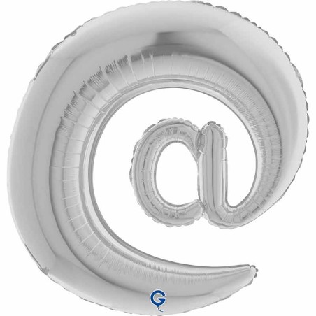 Palloncino in Foil 40" Lettera "@" grande Argento Simboli Grandi 40"