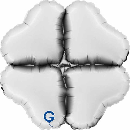 Base Cuore in Foil 15" Bianco Satinato per Palloncini ad Aria Numeri 40" Bianco "White"