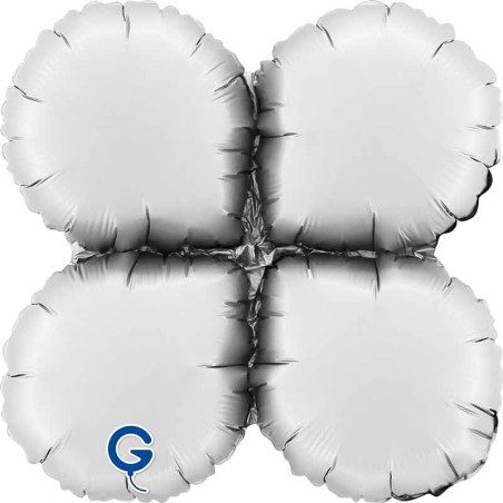 Base Tonda in Foil 17" Bianco Satinato per Palloncini ad Aria Numeri 40" Bianco "White"