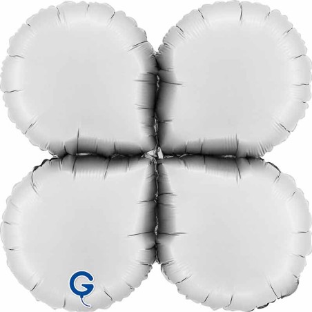 Base Tonda in Foil 26" Bianco Satinato per Palloncini ad Aria Numeri 40" Bianco "White"