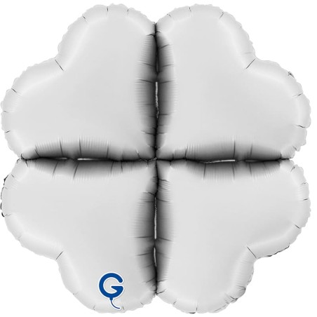 Base Cuore in Foil 32" Bianco Satinato per Palloncini ad Aria Numeri 40" Bianco "White"