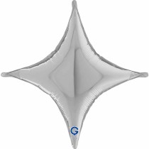 Palloncino in Foil 18" Stella 4 punte Argento "Deco Concave Cross" Solid Color "Deco Concave"