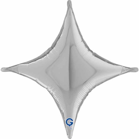 Palloncino in Foil 18" Stella 4 punte Argento "Deco Concave Cross" Solid Color "Deco Concave"