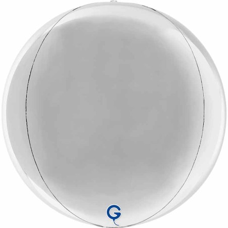 Palloncino in Foil 15" Sfera Argento 4D "Globe Silver" Sfere "Solid Color Globe"
