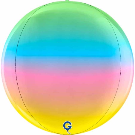 Palloncino in Foil 15" Sfera Arcobaleno 4D "Globe Rainbow" Sfere Fantasia "Globe"