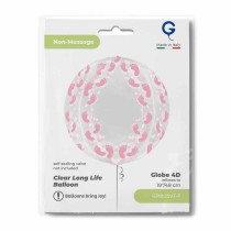 Palloncino in Foil 19" Sfera 4D Piedini Rosa "Globe Footprint" Sfere Fantasia "Globe"