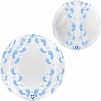 Palloncino in Foil 19" Sfera 4D Piedini Celeste "Globe Footprint" Sfere Fantasia "Globe"