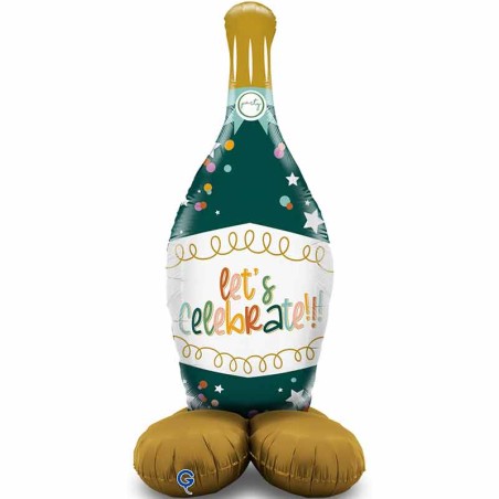 Palloncino in Foil 66" Standups Champagne "Bottle Let's Celebrate" Air Filled e Standups Grabo