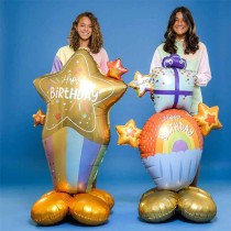 Palloncino in Foil 66" Standups Happy Birthday "Rainbow Cupcake" Happy Birthday Grabo