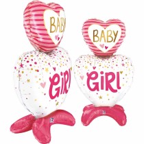 Palloncino in Foil 38" Standups Cuore "Baby Girl" Nascita e Battesimo Grabo