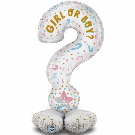 Palloncino in Foil 65" Standups Interrogativo "Question Gender Reveal" Nascita e Battesimo Grabo