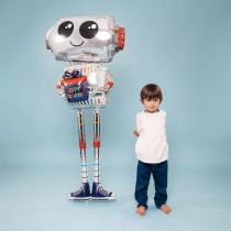 Palloncino in Foil 62" Air Filled Robot con Pacco Regalo "Happy Birthday" Generici Grabo