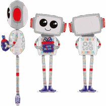 Palloncino in Foil 62" Air Filled Robot con Pacco Regalo "Happy Birthday" Generici Grabo