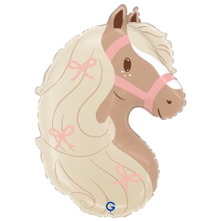 Palloncino in Foil 26" Super Shape Cavallo Rosa "Boho Pony" Animali Grabo