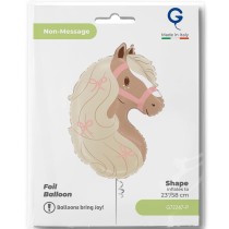 Palloncino in Foil 26" Super Shape Cavallo Rosa "Boho Pony" Animali Grabo