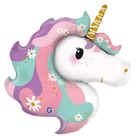 Palloncino in Foil 41" Super Shape Unicorno "Hippie Unicorn" Animali Grabo