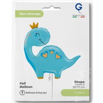 Palloncino in Foil 14" Mini Shape Dinosauro "Blue Dino" Animali Grabo
