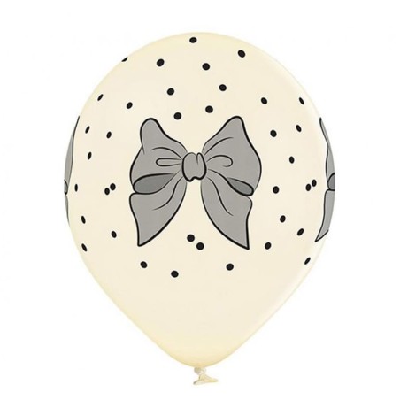 Palloncino in Lattice 12" Avorio con Fiocco Antracite 6pz Elegant Milestone Birthday