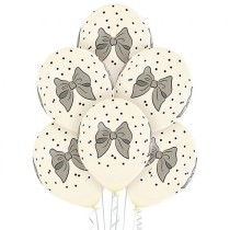 Palloncino in Lattice 12" Avorio con Fiocco Antracite 6pz Elegant Milestone Birthday