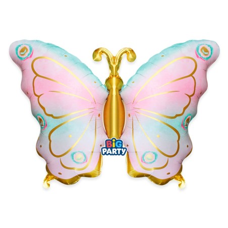 Palloncino in Foil 31" Super Shape Farfalla Pastello e Oro Animali (Insetti)