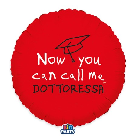 Palloncino in Foil 18" Laurea Rosso "Call Me Dottoressa" Palloncini Laurea
