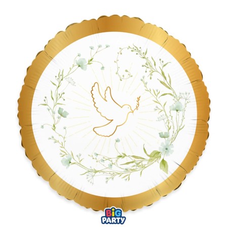 Palloncino in Foil 18" Colomba e Ulivo per Comunione e Cresima Santa Cresima