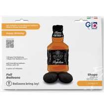 Palloncino in Foil 65" Standups Bottiglia Whisky "Aged To Perfection" Happy Birthday Grabo