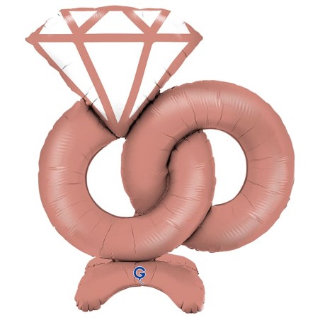 Palloncino in Foil 39" Standups Fedi con Diamante "Rings" Amore, Matrimonio o Anniversario Grabo