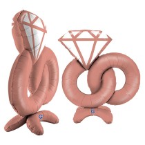 Palloncino in Foil 39" Standups Fedi con Diamante "Rings" Amore, Matrimonio o Anniversario Grabo