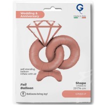 Palloncino in Foil 39" Standups Fedi con Diamante "Rings" Amore, Matrimonio o Anniversario Grabo