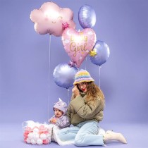 Palloncino in Foil 30" Super Shape Nuvola Rosa "Cloudy" Nascita e Battesimo Grabo