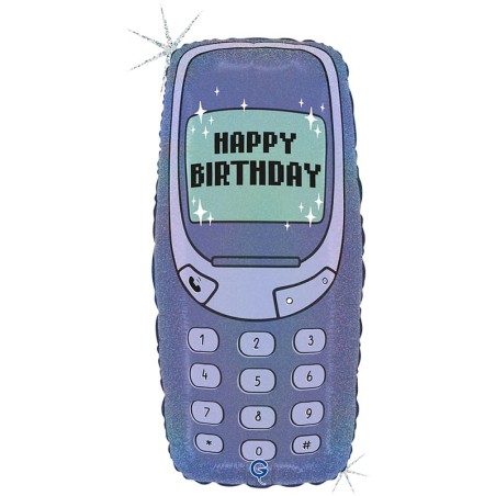Palloncino in Foil 23" Super Shape Telefonino "00's Birthday Phone" Happy Birthday Grabo