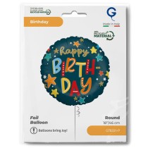 Palloncino in Foil 18" Happy Birthday Stelle "Stars" Happy Birthday Grabo