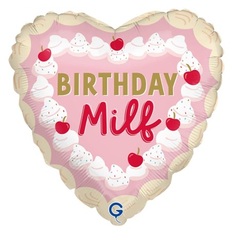 Palloncino in Foil 18" Cuore "Birthday Milf" Happy Birthday Grabo