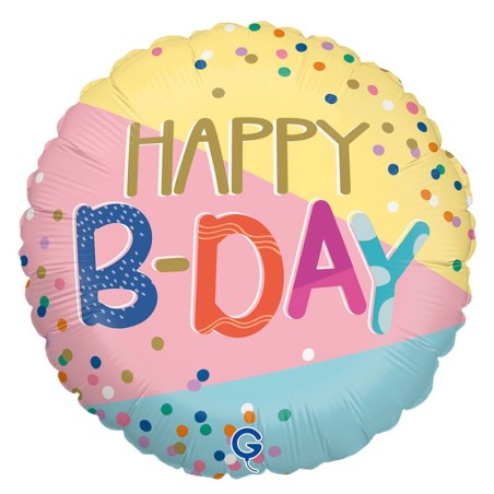 Palloncino in Foil 18" Happy Birthday Pois "Funky Dots" Happy Birthday Grabo