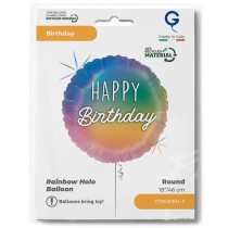 Palloncino in Foil 18" Arcobaleno Happy Birthday "Colourful Rainbow" H. Birthday Rainbow Grabo