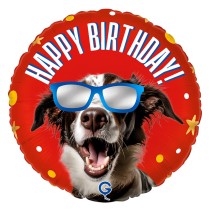 Palloncino in Foil 18" Happy Birthday Cane con Occhiali "Cool Dog" Happy Birthday Grabo