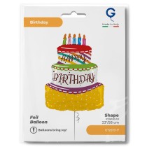 Palloncino in Foil 27" Super Shape Torta "Happy Birthday" Happy Birthday Grabo