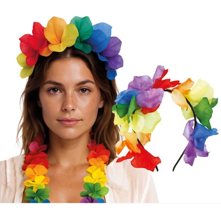 Cerchietto per Capelli con Fiori Multicolore di Stoffa Accessori Persona Tropicali