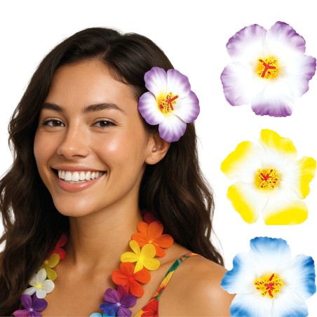 Fermaglio per Capelli Fiore Hibiscus Tropicale Sfumato 3pz Accessori Persona Tropicali