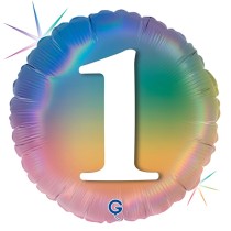 Palloncino in Foil 18" Arcobaleno Numero 1 "Colourful Rainbow" H. Birthday Rainbow Grabo