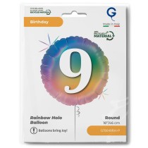 Palloncino in Foil 18" Arcobaleno N°9 "Colourful Rainbow" H. Birthday Rainbow Grabo