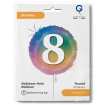 Palloncino in Foil 18" Arcobaleno N°8 "Colourful Rainbow" H. Birthday Rainbow Grabo