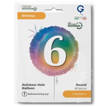 Palloncino in Foil 18" Arcobaleno N°6 "Colourful Rainbow" H. Birthday Rainbow Grabo