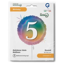 Palloncino in Foil 18" Arcobaleno N°5 "Colourful Rainbow" H. Birthday Rainbow Grabo
