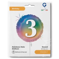 Palloncino in Foil 18" Arcobaleno N°3 "Colourful Rainbow" H. Birthday Rainbow Grabo