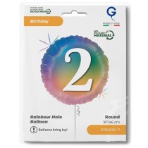Palloncino in Foil 18" Arcobaleno N°2 "Colourful Rainbow" H. Birthday Rainbow Grabo